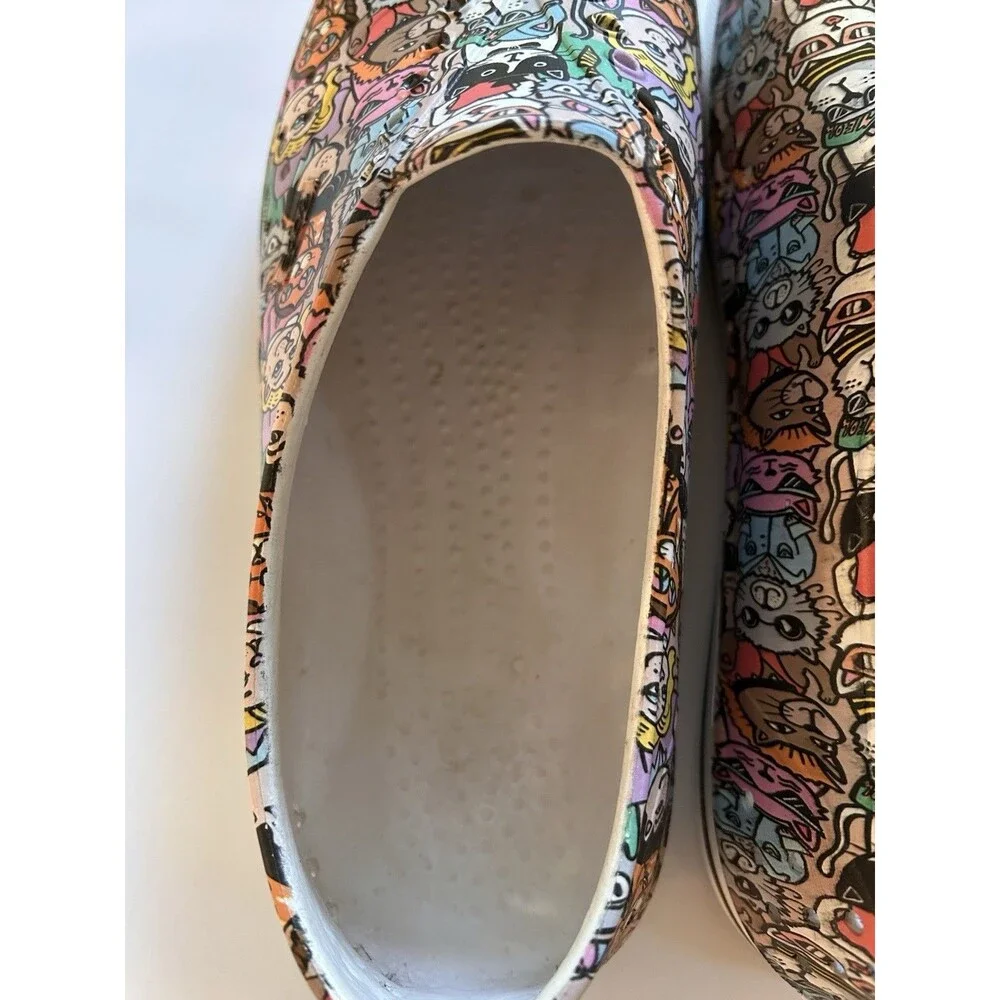 Skechers BOBS Aquamenace Cat Print Shoes Women Sz 9 Slip On EVA Foam Rubber Flat - Picture 10 of 13
